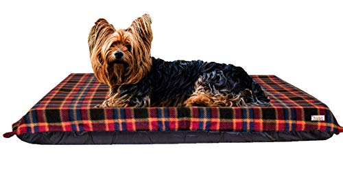 KosiPet Extra Large Deluxe High Density Foam Mattress Waterproof Dog Bed Beds Red Check Fleece - Image 4
