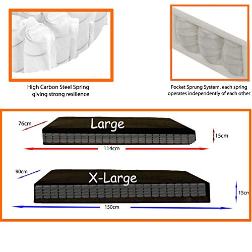 KosiPet Extra Large Deluxe Individual Pocket Sprung Memory Foam Mattress Waterproof Dog Bed Beds Brown Fleece - Image 5