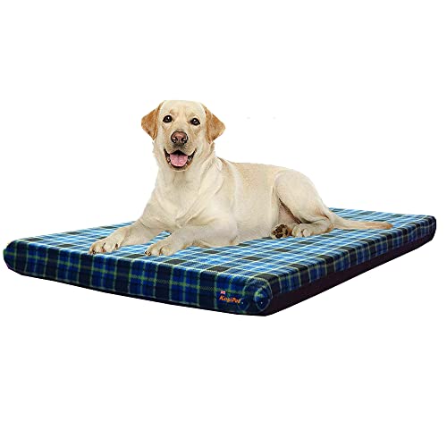 KosiPet Rectangular Dog Bed Blue Check, Large - Image 3
