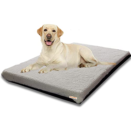 KosiPet Rectangular Dog Bed White Sherpa, Medium - Image 5