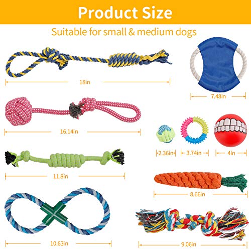 PETTOM Dog Toys Teething Training Dog Chew Toys 10pcs Dog Rope Toys 100% Natural Cotton Avoiding Dogs Boredom Anxiety Ball Rope and Chew Squeaky Toys for Large Medium Dogs Puppy Toys Dog Gift Set - Image 5