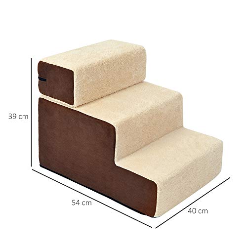 PawHut Deluxe Pet Stairs 3 Steps Dog Cat Soft Padded Covered Staircase Non Slip - Image 3
