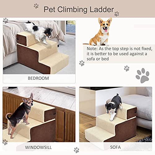 PawHut Deluxe Pet Stairs 3 Steps Dog Cat Soft Padded Covered Staircase Non Slip - Image 5