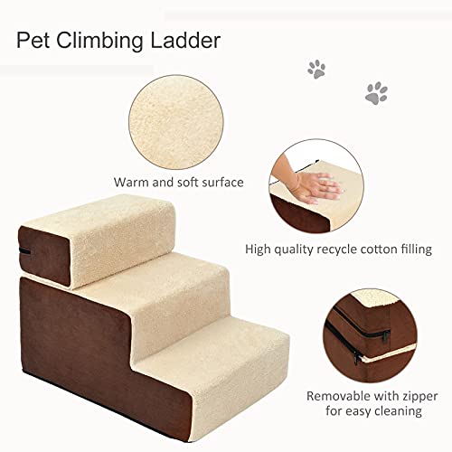 PawHut Deluxe Pet Stairs 3 Steps Dog Cat Soft Padded Covered Staircase Non Slip - Image 6