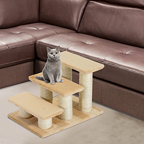 PawHut Pet Steps Portable Cat Dog Little Older Animal Easy Climb Stairs Assistance Cream - Image 3