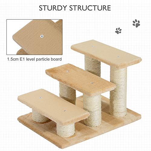 PawHut Pet Steps Portable Cat Dog Little Older Animal Easy Climb Stairs Assistance Cream - Image 5