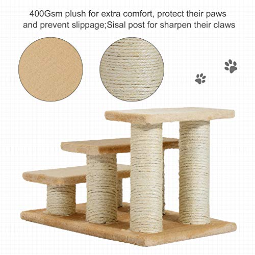 PawHut Pet Steps Portable Cat Dog Little Older Animal Easy Climb Stairs Assistance Cream - Image 6