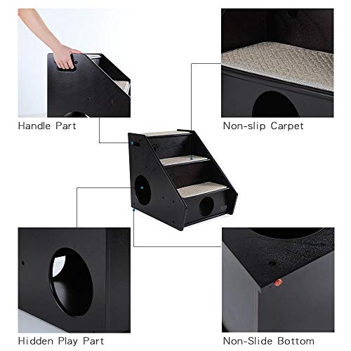Petsfit Dog Steps for Bed,3 Step Wooden Dog Stairs, Sisal Step for Bed and Sofa, 56cm x 43cm x 51cm - Image 3