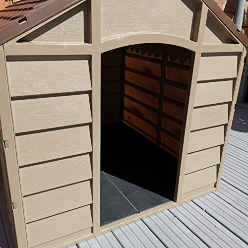 Plastic Dog Kennel Pet Shelter Plastic Durable Outdoor - Color Brown - Image 4