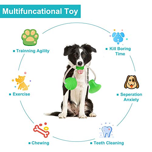 Suction Cup Dog Toy, Dog Tug Rope Chew Ball Toy with Suction Cup, Multifunction Pet Molar Bite Toy, Chew Resistant Suction Cup Style Dog Ball Toy, Dog Toothbrush Toy for Molar, Teeth Cleaning, Play - Image 5