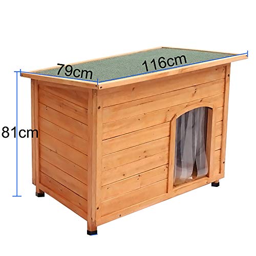 XEMQENER Extra Large Outdoor Wooden Dog Kennel Pet House with Removable Floor, Openable Slanted Roof and Soft PVC Door Curtain 116cm x 79cm x 81cm - Image 7