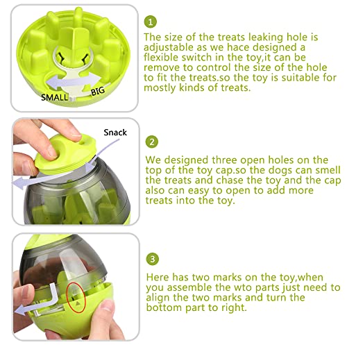 Zellar Treat Dispensing Dog Toy - Dog Treat Ball/Food Dispenser/Interactive Toys/Slow Eating IQ Treat Ball for Small Medium Dogs and Cats (Green) - Image 5