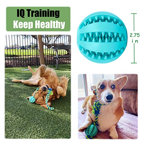 viewm Dog Rubber Ball Chew Toys Aggressive Chewer Interactive Toy Tooth Cleaning Play with Stronger Rope for Small Medium Large Dogs - Image 5