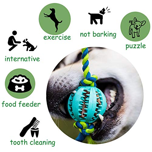 viewm Dog Rubber Ball Chew Toys Aggressive Chewer Interactive Toy Tooth Cleaning Play with Stronger Rope for Small Medium Large Dogs - Image 6
