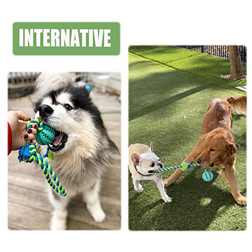 viewm Dog Rubber Ball Chew Toys Aggressive Chewer Interactive Toy Tooth Cleaning Play with Stronger Rope for Small Medium Large Dogs - Image 7