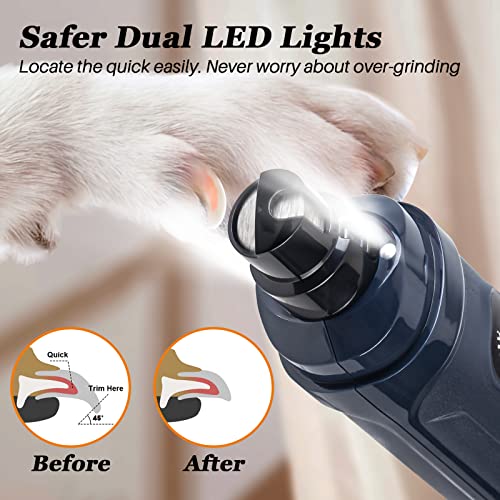 Bousnic Dog Nail Grinder and Clipper Kit - 2-Speed & 2 LED Lights Electric Rechargeable Pet Nail Trimmer Painless Paws Grooming & Smoothing for Small Medium Large Dogs & Cats - Image 3