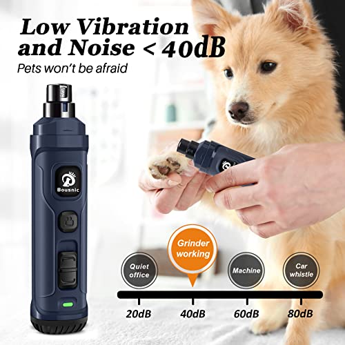 Bousnic Dog Nail Grinder and Clipper Kit - 2-Speed & 2 LED Lights Electric Rechargeable Pet Nail Trimmer Painless Paws Grooming & Smoothing for Small Medium Large Dogs & Cats - Image 5