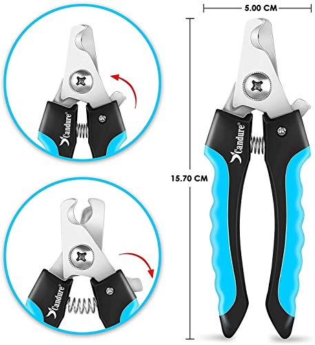 Candure Dog Nail Clippers for Large, Medium and Small Breed Professional Pet Nail Clipper Suitable for Cats, Rabbits and Guinea Pigs With Safety Lock and Protective Guard to Avoid Over Cutting (6") - Image 3