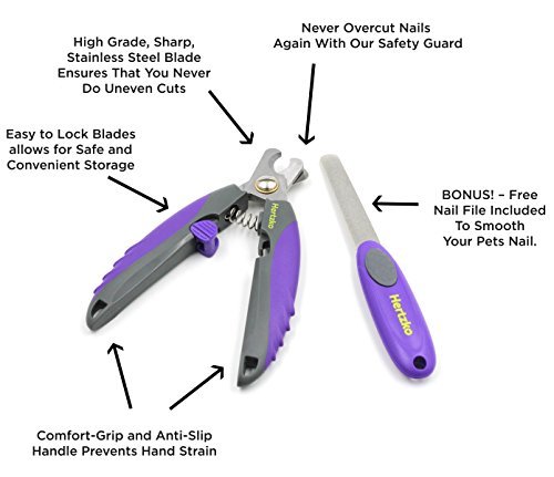 Professional Pet Nail Clipper and Trimmer By Hertzko - Suitable for Medium to Large Dogs and Cats - Includes Safety Guard to Avoid Overcutting - Bonus! Free Nail File Included! - Image 4