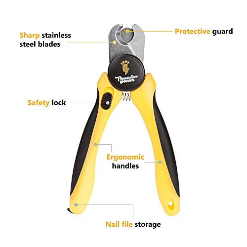 Thunderpaws Professional-Grade Dog Nail Clippers with Protective Guard and Safety Lock (Medium to Large Breeds, Yellow) - Image 6
