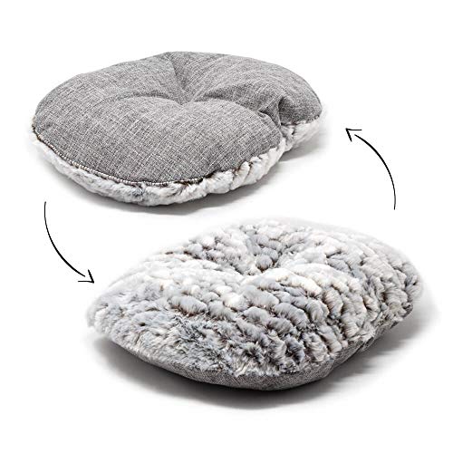 AllPetSolutions Alfie Range Dog Bed - Warm, Fleece-Lined Machine Washable with Raised Rim - Calming Pet Sofa & Home Lounger with Extra Soft Reversible, Removable Pillow Cushion - Medium, Grey - Image 3