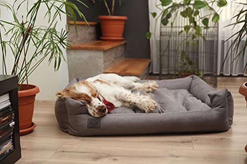 LUVLY Pets Luxury Dog Bed - Orthopaedic Memory Foam Filling Cushion - Washable and Removable Cotton Cover - Non Slip - Dog Sofa - Chew Resistant - Chew Toy as Gift - Handmade (XL 100x80cm, Grey) - Image 5