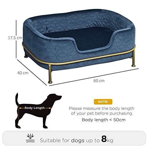 PawHut Dog Sofa Pet Couch, Velvet-feel Kitten Bed Lounge with Soft Cushion Washable Cover Metal Frame for Small Sized Dogs - Image 4