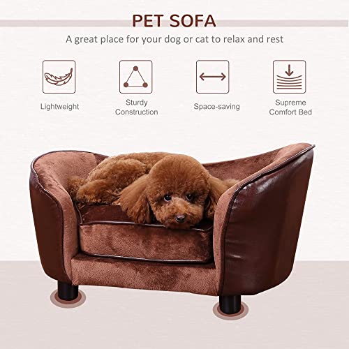 PawHut Dog Sofa Bed, Pet Couch with Removable Soft Cushion, Cat Sofa Lounge with Back Pocket, Thick Sponge, Wooden Frame - Image 5