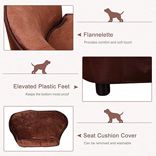PawHut Dog Sofa Bed, Pet Couch with Removable Soft Cushion, Cat Sofa Lounge with Back Pocket, Thick Sponge, Wooden Frame - Image 6