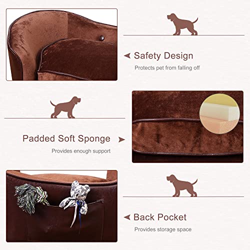 PawHut Dog Sofa Bed, Pet Couch with Removable Soft Cushion, Cat Sofa Lounge with Back Pocket, Thick Sponge, Wooden Frame - Image 7