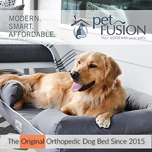 PetFusion Ultimate Memory Foam Dog Bed Lounge Orthopaedic Comfortable Large Waterproof Bed For Big Dogs - Grey - X-Large (112 x 86 x 25cm) - Image 3