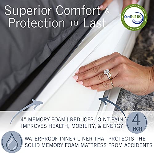 PetFusion Ultimate Memory Foam Dog Bed Lounge Orthopaedic Comfortable Large Waterproof Bed For Big Dogs - Grey - X-Large (112 x 86 x 25cm) - Image 4