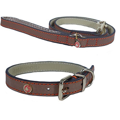 Rosewood Luxury Leather Dog Collar, 10 - 14-inch, Brown - Image 3