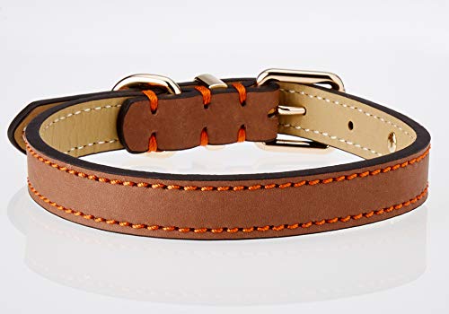 Rosewood Luxury Leather Dog Collar, Brown,14 - 18-inch - Image 3
