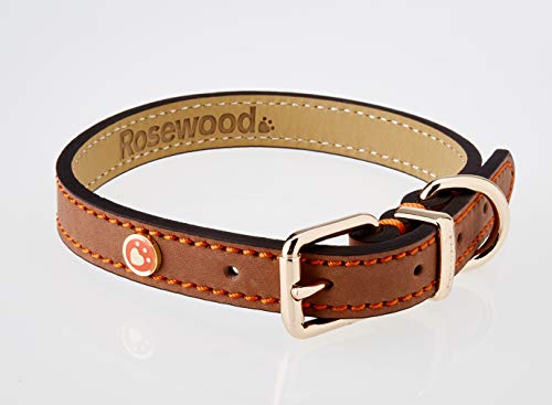Rosewood Luxury Leather Dog Collar, Brown,14 - 18-inch - Image 4