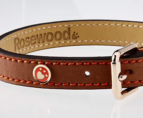 Rosewood Luxury Leather Dog Collar, Brown,14 - 18-inch - Image 6