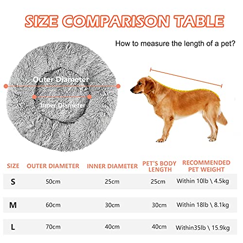 fireowl Calming Dog Bed Large: 70cm Donut Bed Anti Anxiety Dog Bed,Cozy Pet Dog Bed Plush Cuddler Soft Puppy Sofa,Cat Cushion Machine Washable Dog Sofa Bed Light Grey - Image 4