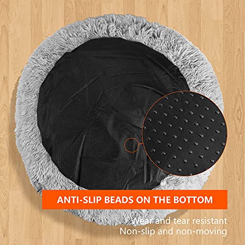 fireowl Calming Dog Bed Large: 70cm Donut Bed Anti Anxiety Dog Bed,Cozy Pet Dog Bed Plush Cuddler Soft Puppy Sofa,Cat Cushion Machine Washable Dog Sofa Bed Light Grey - Image 6