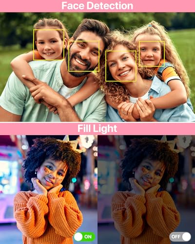 Digital Camera 1080P FHD Compact Digital Camera 44MP Portable Mini Small Photo Camera with 2.4" LCD Screen, 16X Digital Zoom and 1 Battery Vlogging Camera for Kids, Girls, Boys-Pink - Image 4