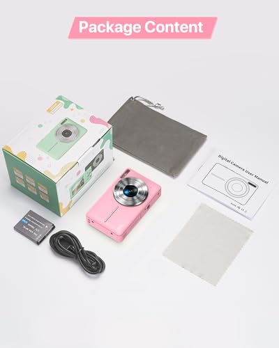Digital Camera 1080P FHD Compact Digital Camera 44MP Portable Mini Small Photo Camera with 2.4" LCD Screen, 16X Digital Zoom and 1 Battery Vlogging Camera for Kids, Girls, Boys-Pink - Image 9