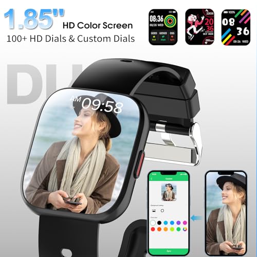 Puqo Smart Watch (Answer/Make Calls), Smart Watches for Men Women with 1.85 Touch Screen, Step Counter, IP68 Waterproof, 112 Sport Modes, Heart Rate/Sleep Monitor Fitness Watch for iOS Android, Black - Image 6