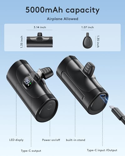 Small Power Bank Fast Charging, Mini Portable Charger 5,000mAh Battery Pack with Built-In USB-C Connector, 20W PD QC PowerBank Compatible with iPhone 16 15 Samsung Android etc - Image 8