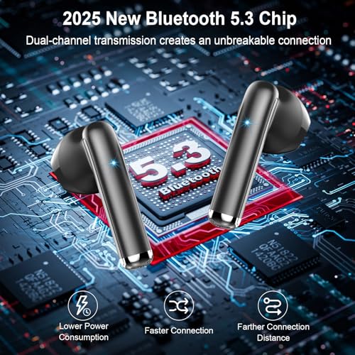Wireless Earbuds, Bluetooth 5.3 Headphones in Ear 2025 Wireless Headphones with 4 ENC Mics Noise Cancelling Ear Buds, Deep Bass Stereo Sport Earphones 36H Playtime, IP7 Waterproof/LED Display/USB-C - Image 4