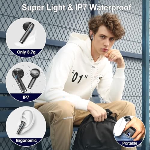 Wireless Earbuds, Bluetooth 5.3 Headphones in Ear 2025 Wireless Headphones with 4 ENC Mics Noise Cancelling Ear Buds, Deep Bass Stereo Sport Earphones 36H Playtime, IP7 Waterproof/LED Display/USB-C - Image 6