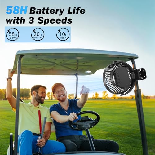 Ateroll 10000mAh Clip on Fan with Remote, 3 Speeds USB Rechargeable Fan with Timer & LED Lights, 360°Rotate 8" Battery Powered Desk Fans for Home Office Travel Camping(Black) - Image 3