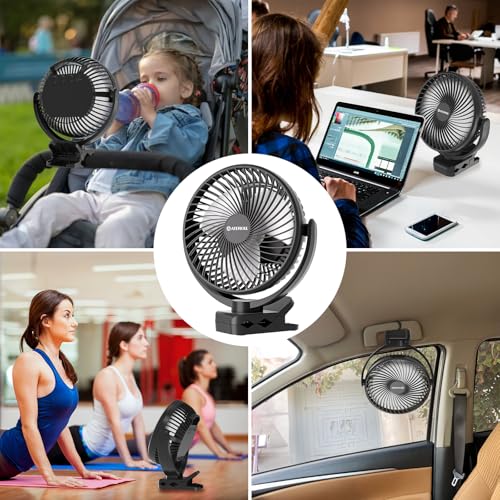 Ateroll 10000mAh Clip on Fan with Remote, 3 Speeds USB Rechargeable Fan with Timer & LED Lights, 360°Rotate 8" Battery Powered Desk Fans for Home Office Travel Camping(Black) - Image 8