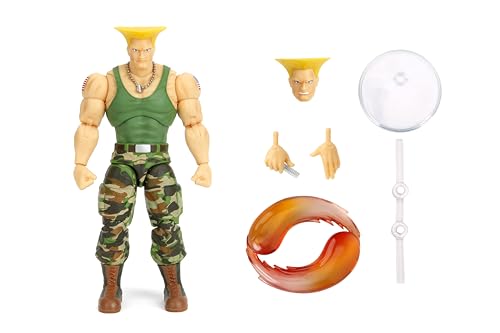 Jada Toys Street Fighter II Guile Action Figure 1:12 Scale, 6" Tall, Interchangeable Heads, Hands & Accessories - Image 4