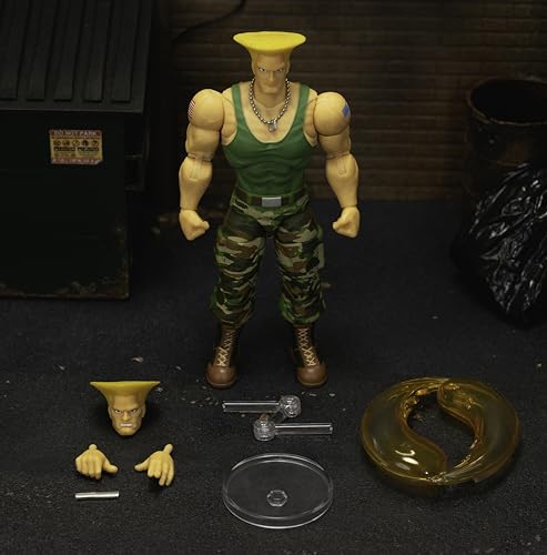 Jada Toys Street Fighter II Guile Action Figure 1:12 Scale, 6" Tall, Interchangeable Heads, Hands & Accessories - Image 6