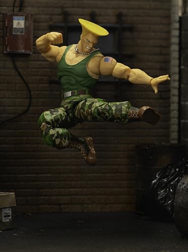 Jada Toys Street Fighter II Guile Action Figure 1:12 Scale, 6" Tall, Interchangeable Heads, Hands & Accessories - Image 9