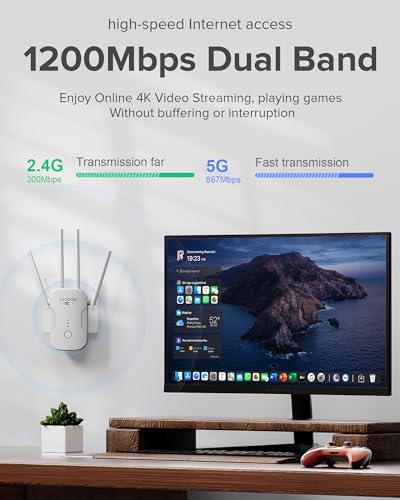 QLOCOM 2025 Newest WiFi Extender Booster Blazing-Fast 1200Mbps WiFi Booster Range Extender Dual Band 5GHz & 2.4GHz Wireless Internet Booster/Hotspot with 2800 Sq.Ft Wider Coverage, Easy Setup, UK Plug - Image 3